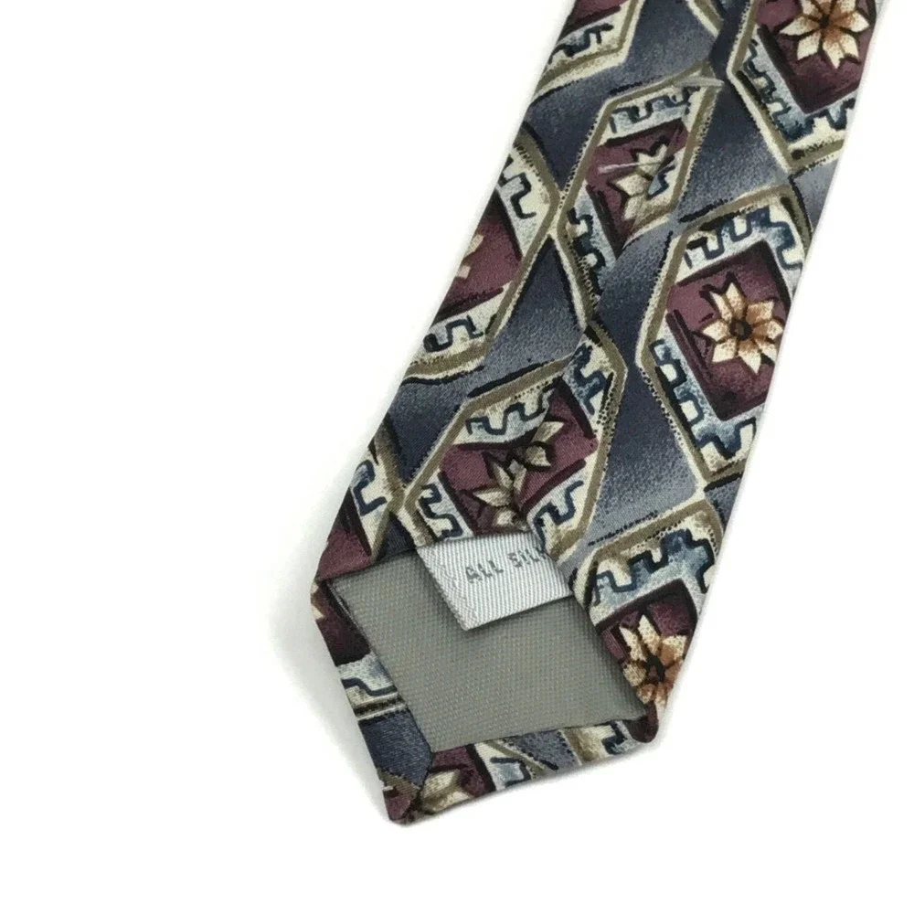 PIERRE CARDIN Gray Red Floral Geometric Elegant Vintage Tie Men's Necktie